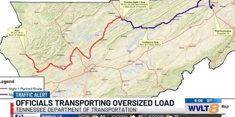 Crews to escort oversized load through East Tennessee