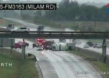 Blown-over 18-wheelers close two major highways in North Texas