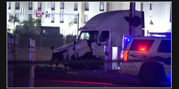 Fatality occurs when driver runs red light and is struck by semi-truck in west Phoenix