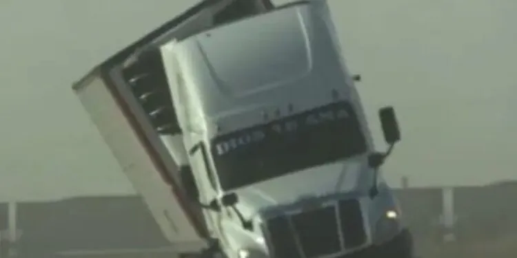 Violent winds Rip Through Oklahoma, Kansas and Texas, flipping big rigs and causing wildfires