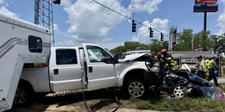 Medical helicopter airlifts wounded from collision at State Road 44 at I-75